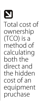 Total Cost of Ownership is a method of calculating both the direct and the hidden cost of an equipment purchase
