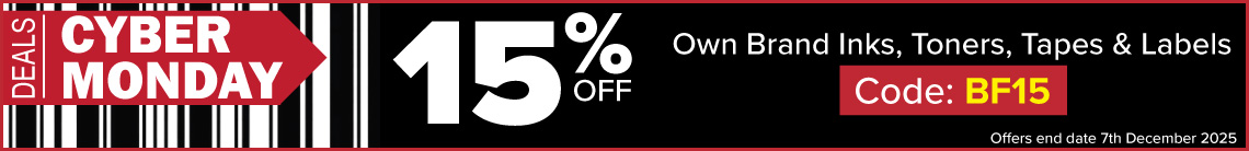 15% Off Own Brand Inks, Toners, Tapes & Labels