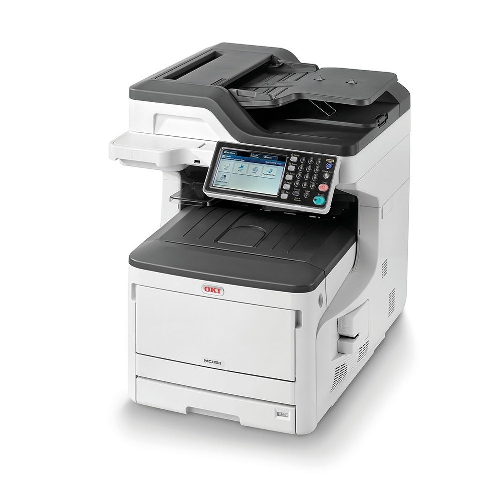 An image of Oki MC853dn A3 Colour Laser Multifunction Printer,45850603, duplex, network, USB
