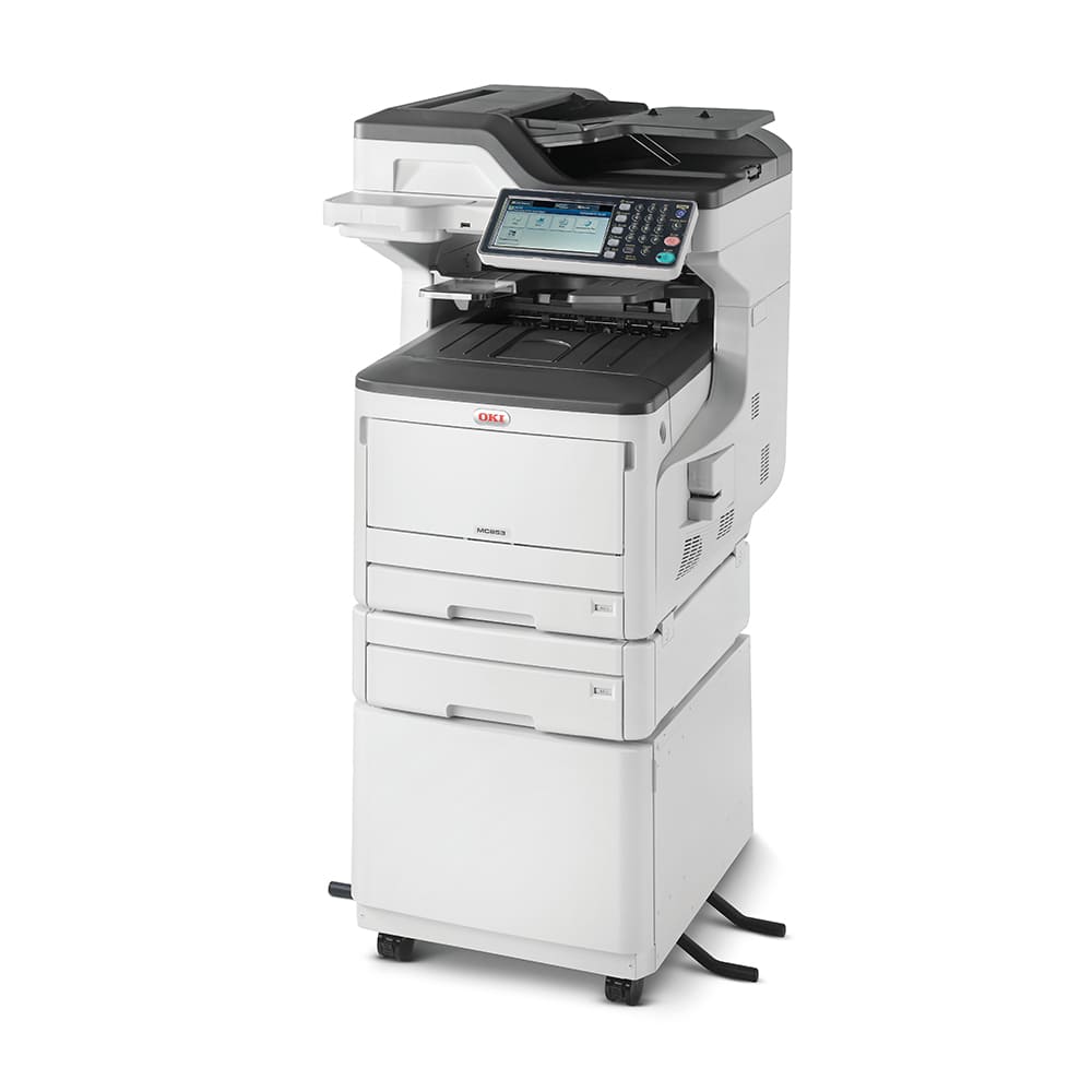 An image of Oki MC853dnct A3 Colour Laser Multifunction Printer,45850604, duplex, network, U...
