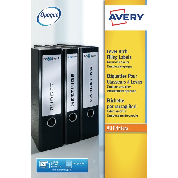 avery assorted lever arch spine label 200x60mm 80 pack l7171a 20 spine labels