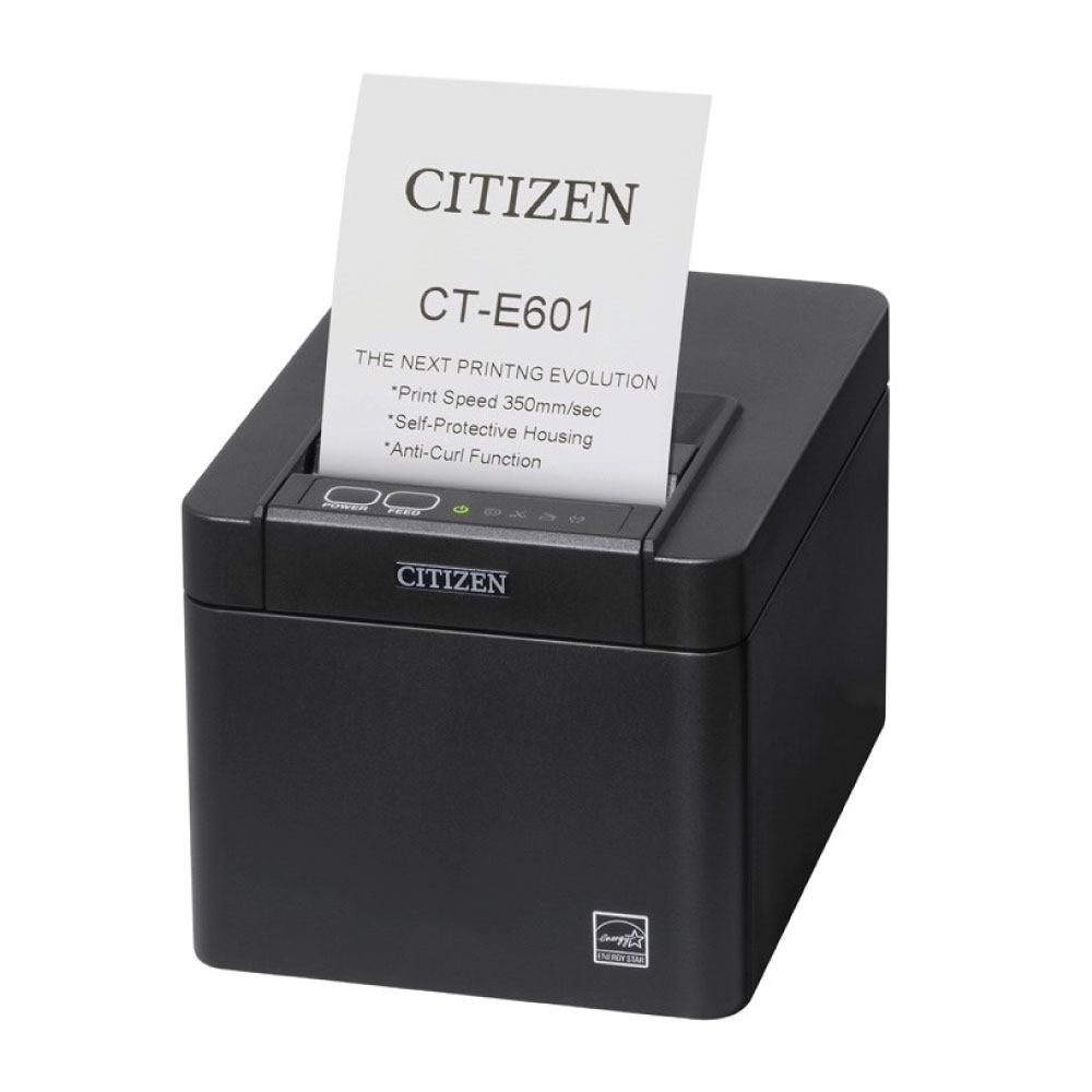 An image of Citizen CT-E601 Direct Thermal Black POS Printer (USB, Serial, Network & BT) 