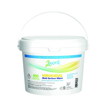 2Work Virucidal Surface Disinfectant Wipes (Pack of 400) 2W07536
