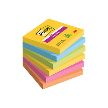 Post-it Super Sticky Notes 76x76mm 90 Sheets Carnival (Pack of 6) 654-6SS-CARN