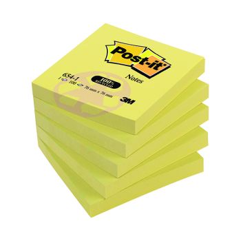 Post-it Notes Recycled 76 x 76mm Canary Yellow (Pack of 12) 654-1Y