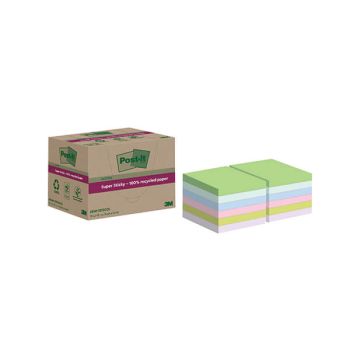 Post-it Super Sticky Recycled 76x76mm Assorted Pack of 12 654 RSS12COL