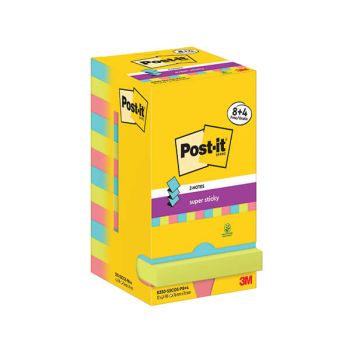 Post-it Super Sticky Z-Notes 76x76mm 90 Sheets Cosmic 8+4 FREE (Pack of 12) R330-SSCOS-P8+4