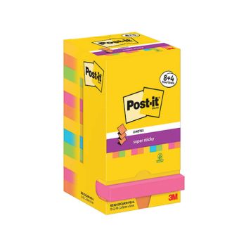 Post-it Super Sticky Z-Notes 76x76 90 Sheets Carnival 8 + 4 FREE (Pack of 12) R330-SSCARN-P8+4
