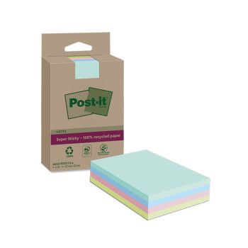 Post-it Super Sticky Recycled Notes Lined 102x152mm 45 Sheets Assorted (Pack of 4) 4645-RSSCOL4
