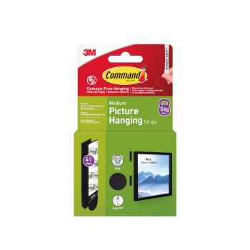 Command Picture Hanging Strips 4 Pairs Medium Black (Pack of 8) 7100337170