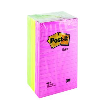 Post-it Notes XXL 101 x 152mm Lined Neon Assorted (Pack of 6) 660N