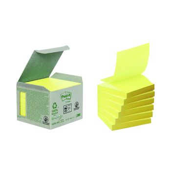 Post-it Recycled Z-Notes 76 x 76mm Canary Yellow (Pack of 6) R330-1B
