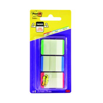 Post-it Strong Index Coloured Tips Red/Green/Blue (Pack of 66) 686L-GBR