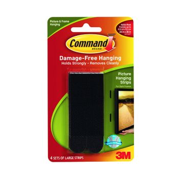 3M Command Large Picture Hanging Strips Black (Pack of 4) 17206BLK