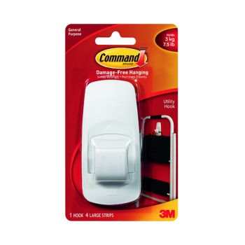 3M Command Adhesive Jumbo Hook With Command Strips 17004