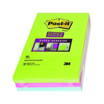 Post-it Notes Super Sticky 101x152mm Lined Ultra (Pack of 3) 660-3SSUC