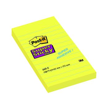 Post-it Super Sticky 152 x 102mm Lined Ultra Yellow (Pack of 6) 660S