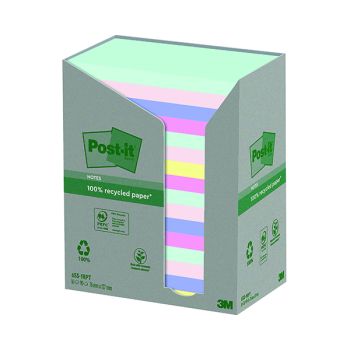 Post-it Recycled Ast Colour 76x127mm 100 Sheet (Pack of 16) 7100259665