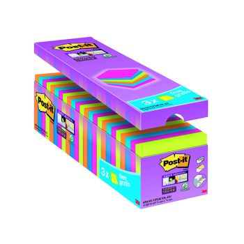 Post-it Super Sticky 76x76mm Assorted (Pack of 24) 654-SS-VP24COL-EU