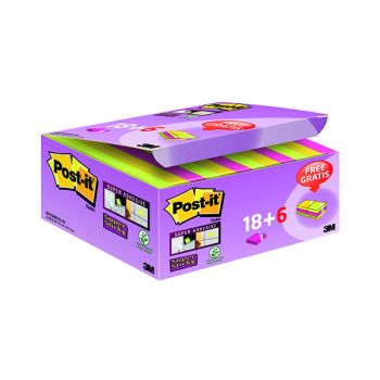 Post-it Super Sticky 47.6x 7.6mm Assorted (Pack of 24) 622- P24SSCOL