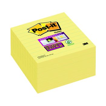 Post-it Super Sticky 101x101mm Lined Canary Yellow (Pack of 6) 675-SS6CY