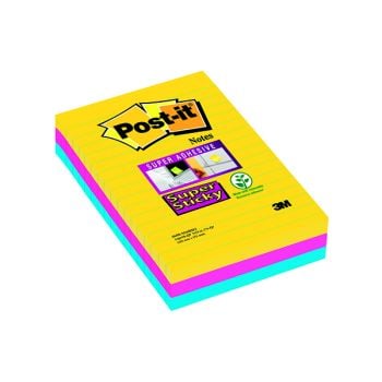 Post-it Super Sticky 101x152mm Lined Rio (Pack of 3) 4690-SS3RIO