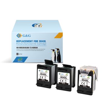 3 x Compatible HP 304XL High Yield Black Ink cartridge (3 x 300 Pages*) N9K08AE