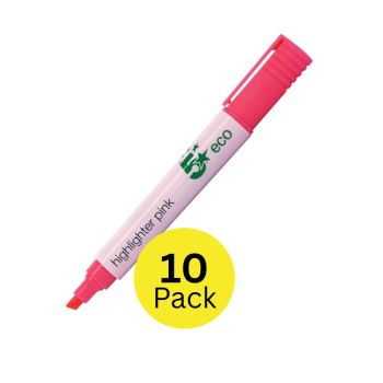 5 Star Highlighter Chisel Tip 1-5mm Line Pink (Pack of 10)