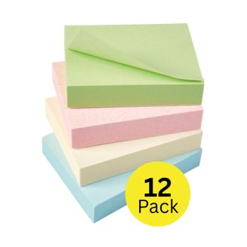 5 Star Recycled Sticky Notes Removable Pastel 38x51mm (Pack of 12) 938180