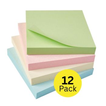5 Star Sticky Notes Removable Pastel 76x76mm (Pack of 12) 938187