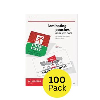 5 Star Adhesive Back Laminating Pouches Glossy 2x75 150 Micron A4 (Pack of 100)