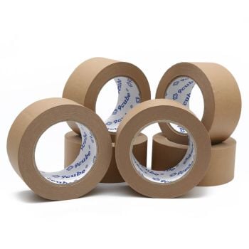 9cube Brown Kraft Paper Packaging Tape 50mm x 50M (6 Pack)