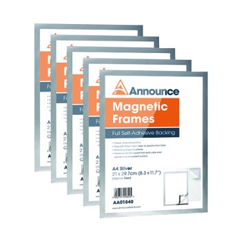 Announce Magnetic Frame A4 Silver (Pack of 5) AA01841