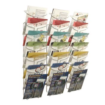 Alba Wall Mounted 21 Pocket Literature Holder A4 Chrome DDFIL21M