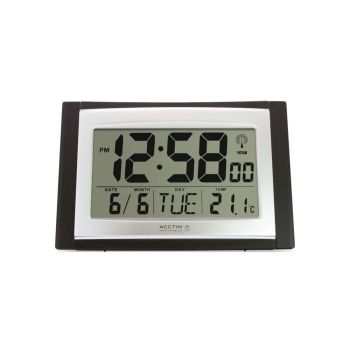 Acctim Stratus Radio Controlled LED Wall/Desk Clock Black/Silver 74053