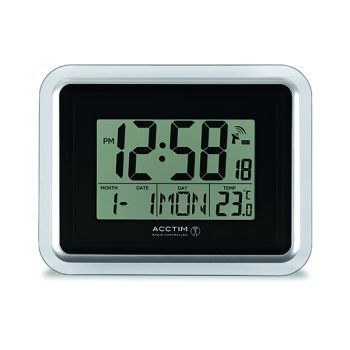 Acctim Delta Radio Controlled Digital Clock Silver/White 74573