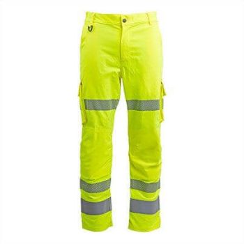 Arco Responsible Yellow Hi-Vis Cargo Trousers with Kneepad Pockets 42R