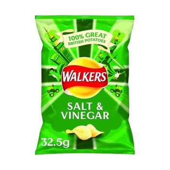 Walkers Salt and Vinegar Crisps 32.5g (Pack of 32) 121795