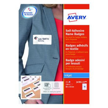 Avery Self-Adhesive Name Badges 80x50mm (Pack of 150) J4785-15