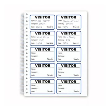 Avery Visitor Sign-In Book with 250 Paper Badges 4850S-THR.UK