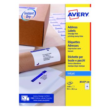 Avery Inkjet Address Labels 14 Per Sheet Wht (Pack of 1400) J8163-100