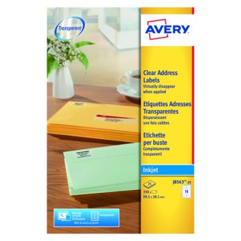 Avery Inkjet Address Labels 14 Per Sheet Clear (Pack of 350) J8563-25
