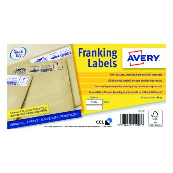 Avery Franking Label 140 x 38mm 2 Per Sheet White (Pack of 1000) FL01
