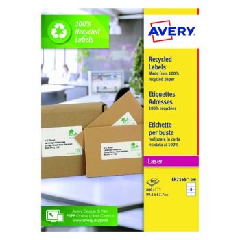 Avery Laser Labels Recycled 8 Per Sheet White (Pack of 800) LR7165-100