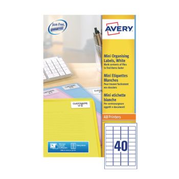 Avery Laser Mini Labels 45.7 x 25.4mm White (Pack of 1000) L7654-25