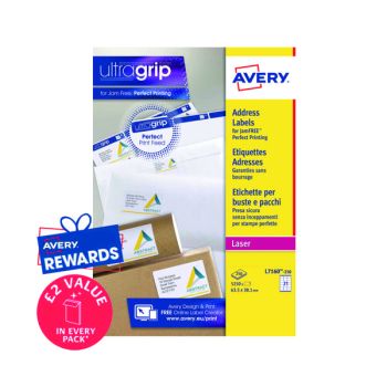 Avery Ultragrip Laser Label 63.5x38.1mm White (Pack of 5250) L7160-250