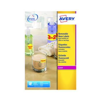Avery Laser Label 99.1x38.1mm Neon Yellow (Pack of 350) L7263-25