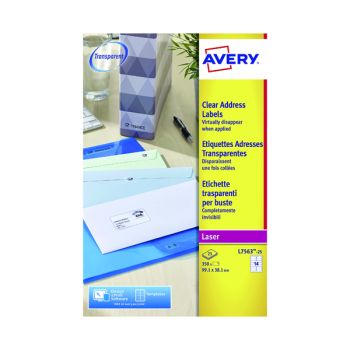 Avery Laser Labels 99.1x38.1 14 Per Sheet Clear (Pack of 350) L7563S