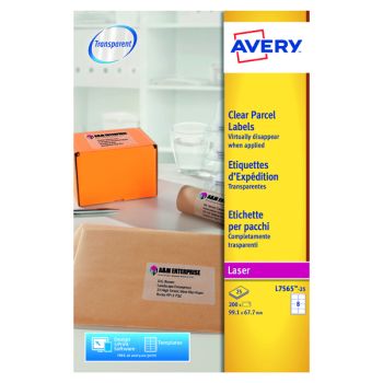 Avery Laser Label 99.1x67.7mm 8 Per Sheet Clear (Pack of 200) L7565-25