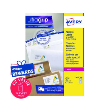 100 x Avery Laser Labels 38.1x21.2 (Mini address labels, easy to use) L7651H